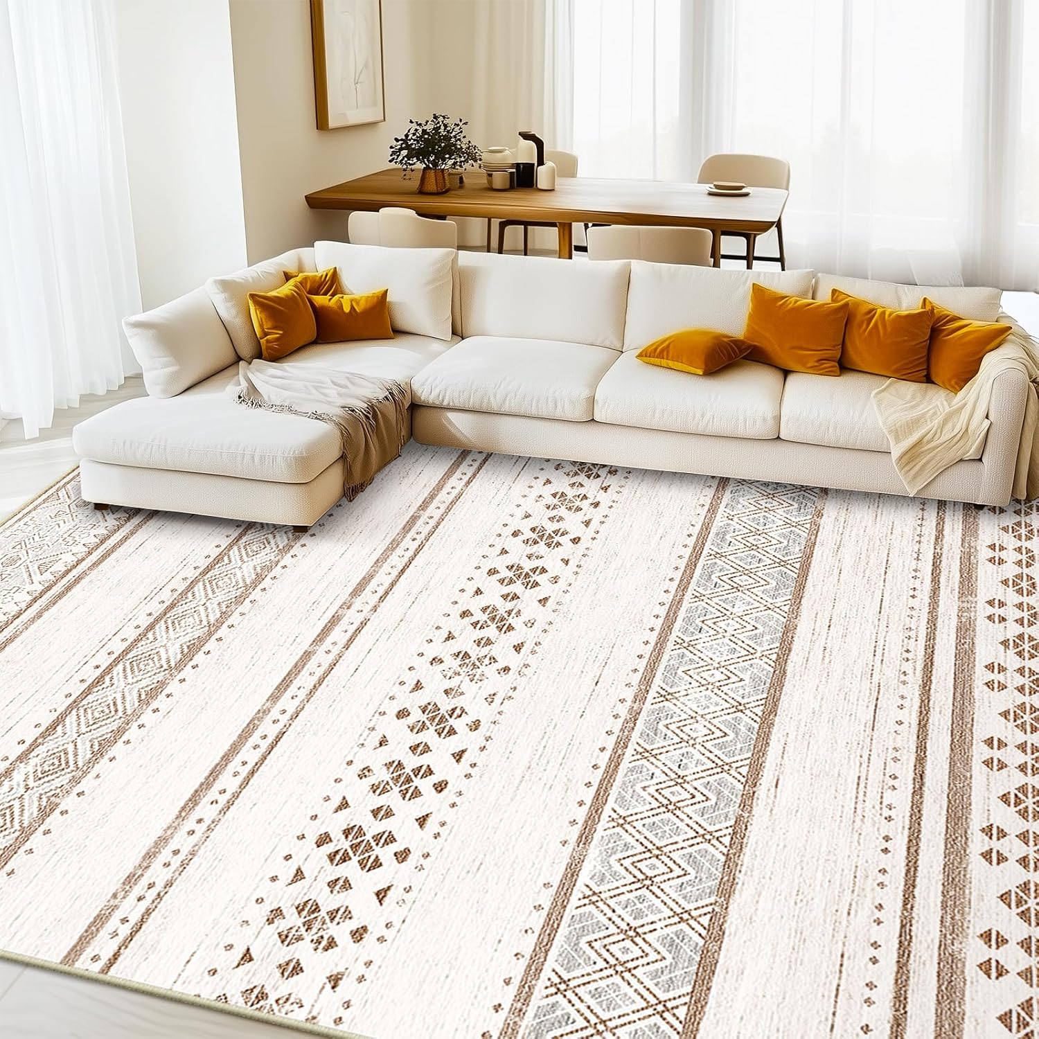 8x10 Area Rugs for Living Room Washable Moroccan Farmhouse