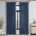 Pinch Pleated Navy Blue Curtains 96 in Panels - Tailored Light