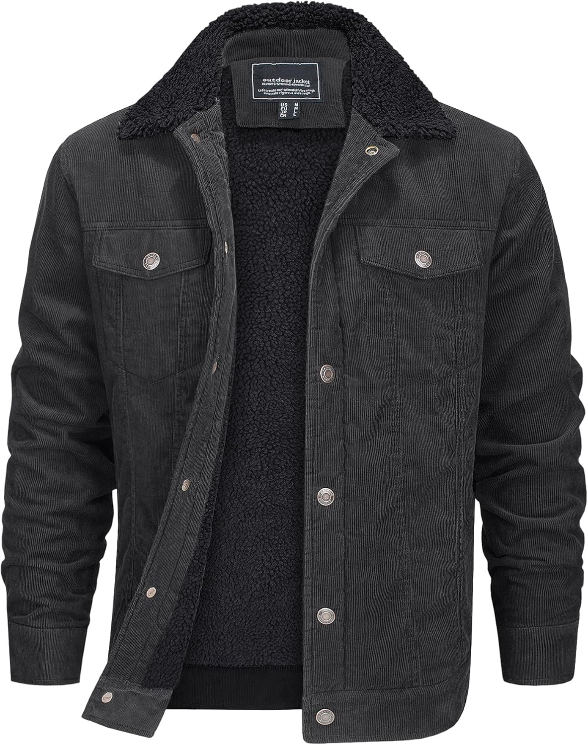 EKLENTSON Men's Corduroy Jackets with Sherpa Lining for Winter