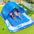 Inflatable Tanning Pool Lounger with Canopy - Large 81in x 60in Float
