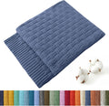 Cotton Cable Knit Throw Blanket 60 x 80 in - Soft Dusty Blue