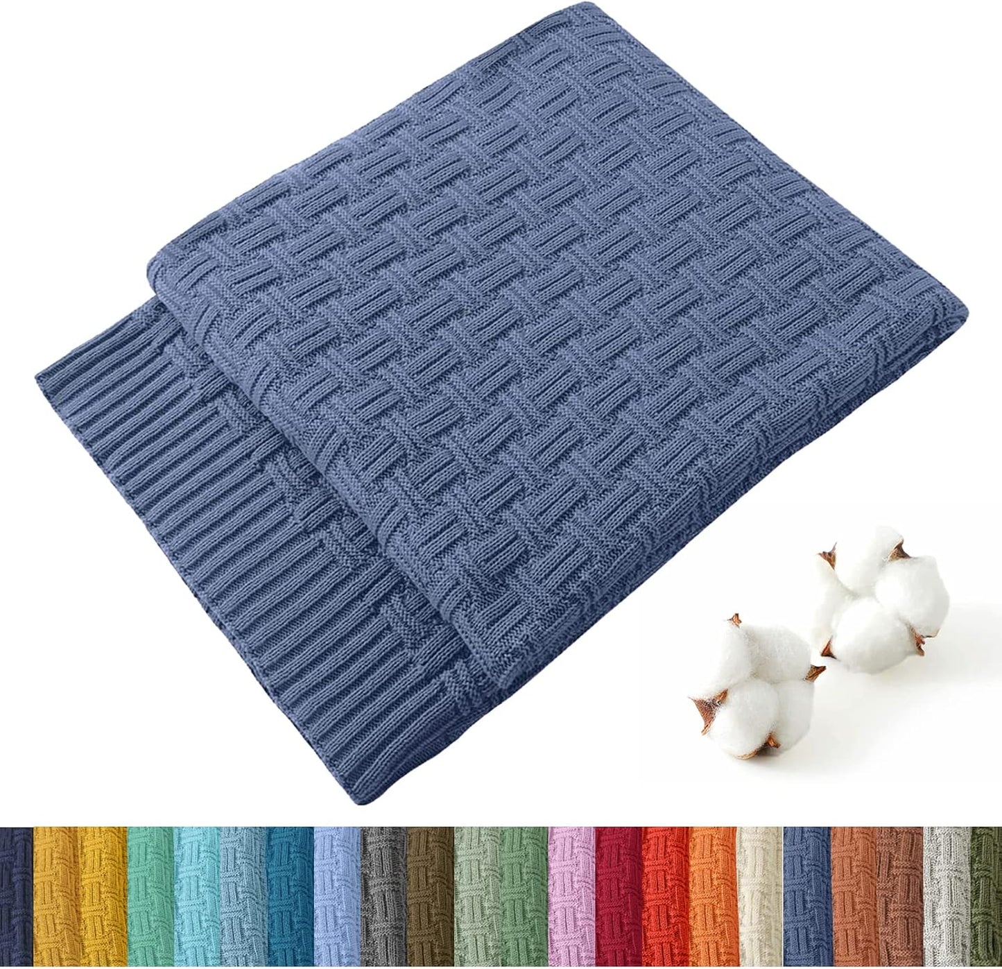 TREELY 100% Cotton Knitted Throw Blanket for Cozy Comfort