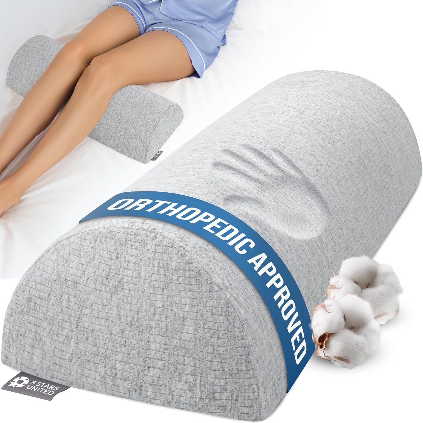 5 STARS UNITED Knee Pillow for Back Sleeping Comfort and Relief