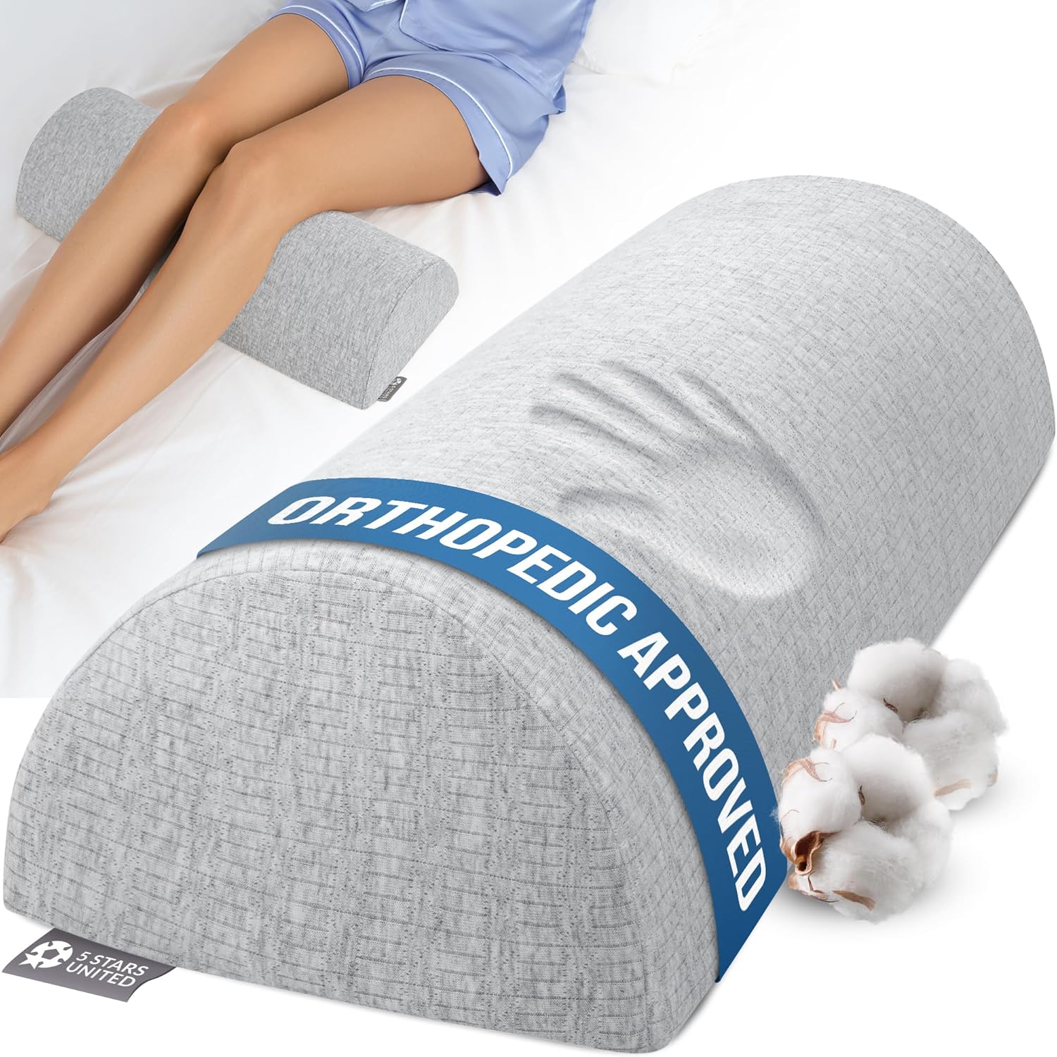 5 STARS UNITED Knee Pillow for Back Sleeping Comfort and Relief