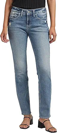 Silver Jeans Women's Suki Mid Rise Curvy Fit Straight Leg Jeans