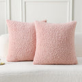FUTEI Pink Throw Pillow Covers 24x24 in Set of 2 - Soft Faux Teddy