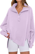Oversized Women's Henley Sweatshirt - Soft Casual Pullover ANRABESS