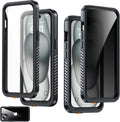 iPhone 15 Case Waterproof with Built-in Privacy Screen Protector