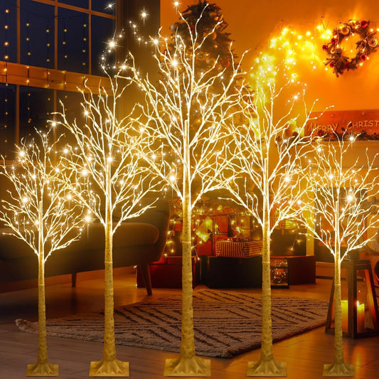 Lighted Birch Tree with 8 Modes for Holiday Decor and More