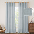 Haze Blue Linen Curtains 52 x 84 in Pair - Light Filtering Privacy