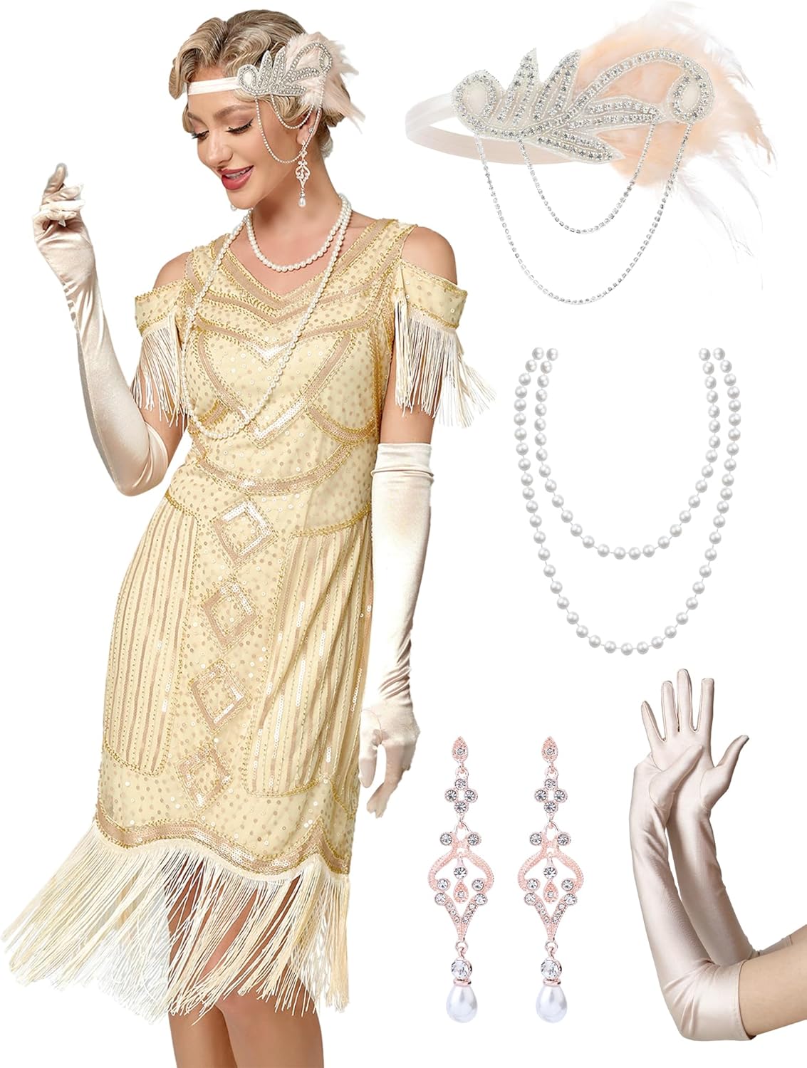 Great Gatsby Dresses 1920s for Women, Vintage Long Fringe Dress