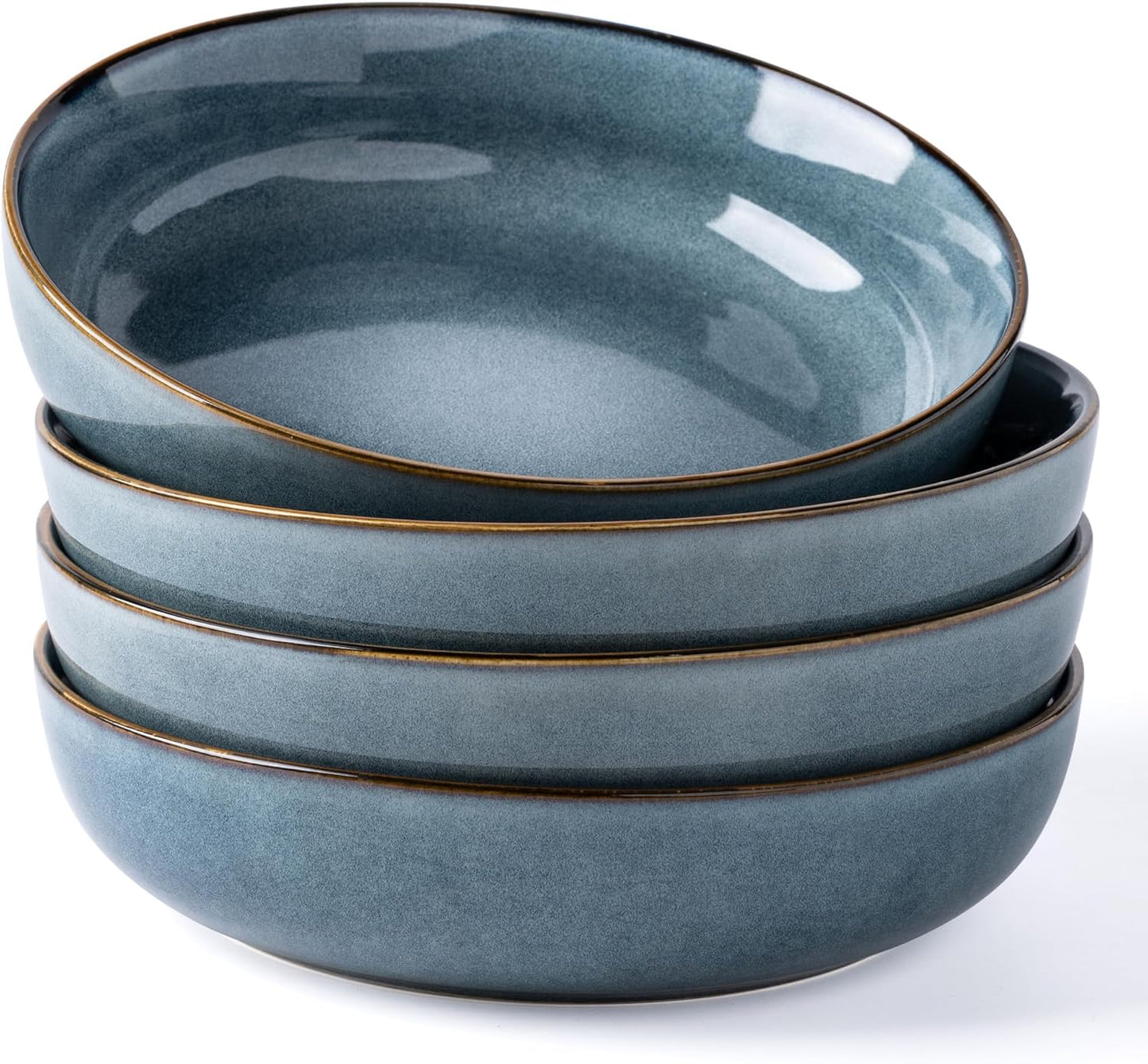 GBHOME 9ft' Large Ceramic Pasta Bowls Set of 4 for Kitchen Use