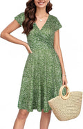 Oxiuly Women's Cap Sleeve Summer Casual Floral Dress for Parties