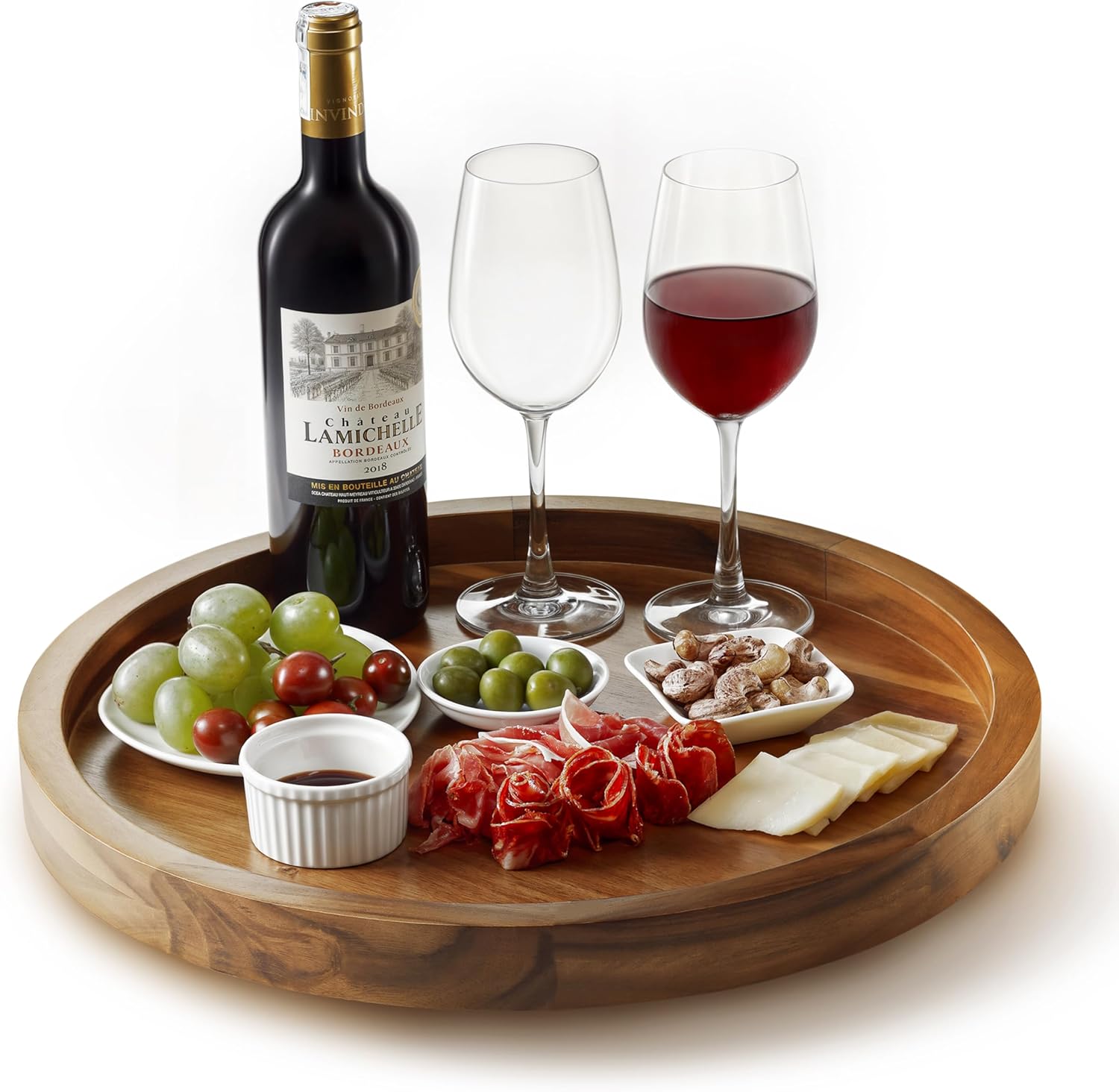 16 in Acacia Wood Lazy Susan for Charcuterie and Cheese Boards
