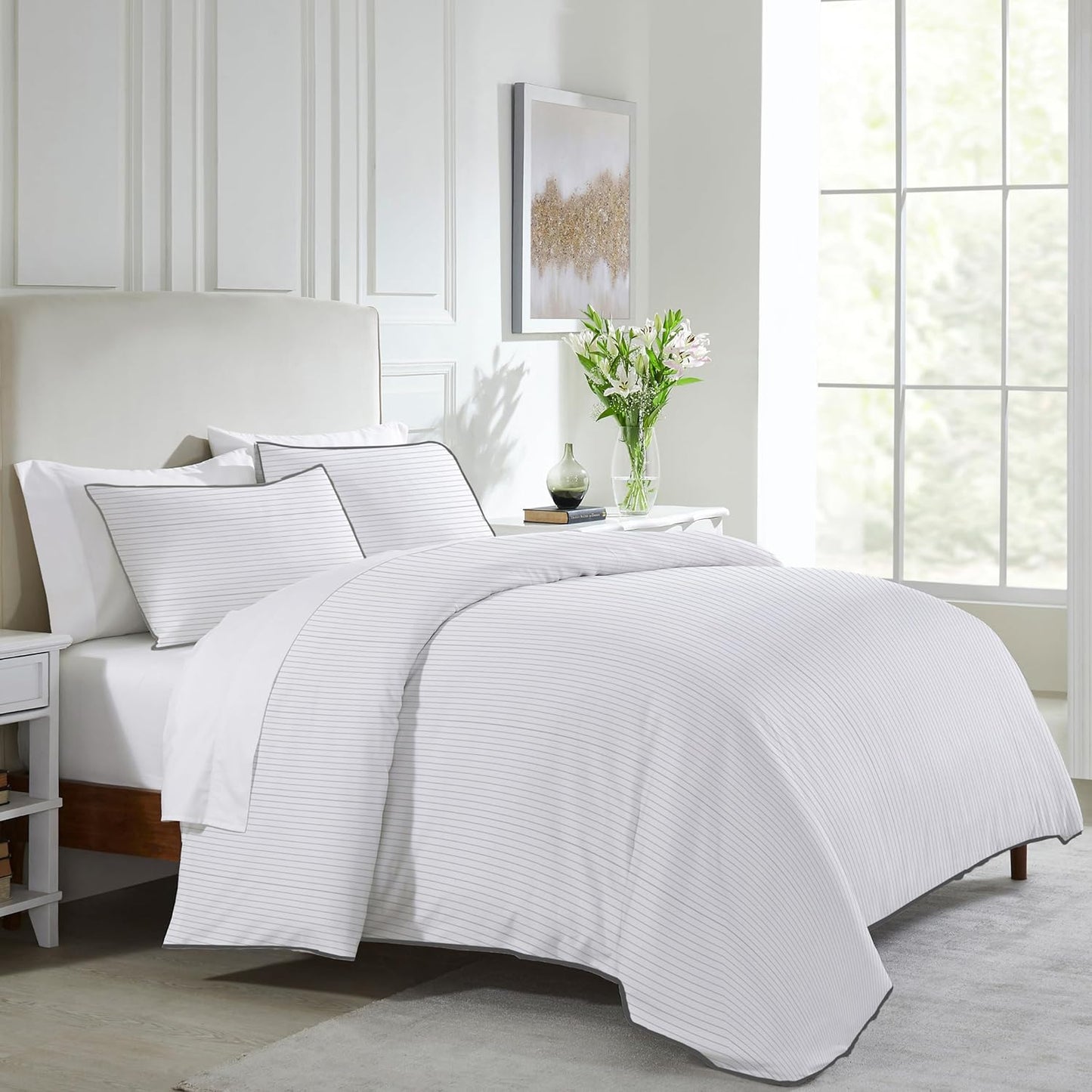 California Design Den 3-Pc Cotton Striped Duvet Cover Set Queen