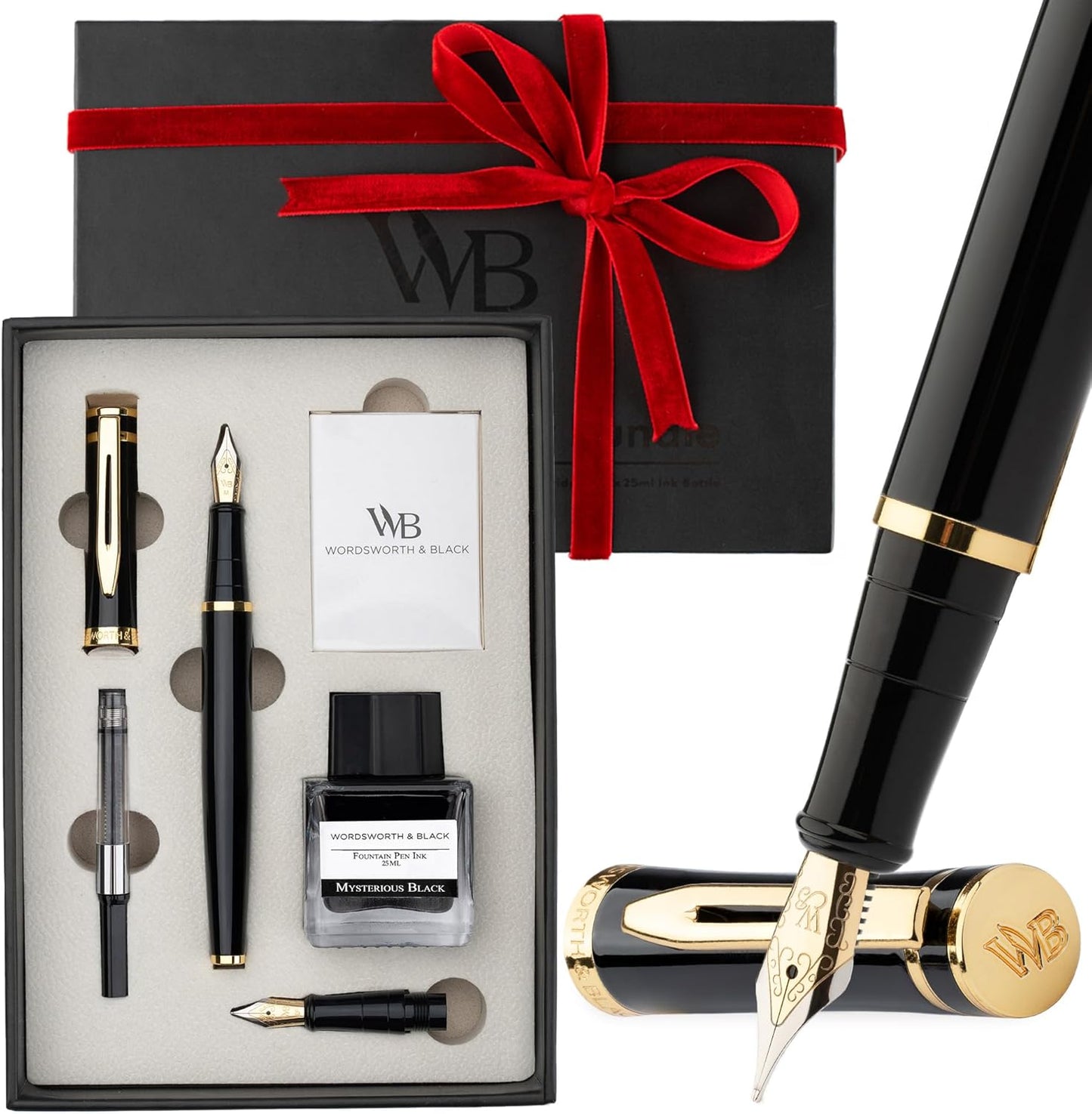Elegant Wordsworth & Black Fountain Pen Set for Smooth Writing