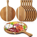 Sliner Acacia Wood Round Cutting Board 6 Pc Set - Large Charcuterie