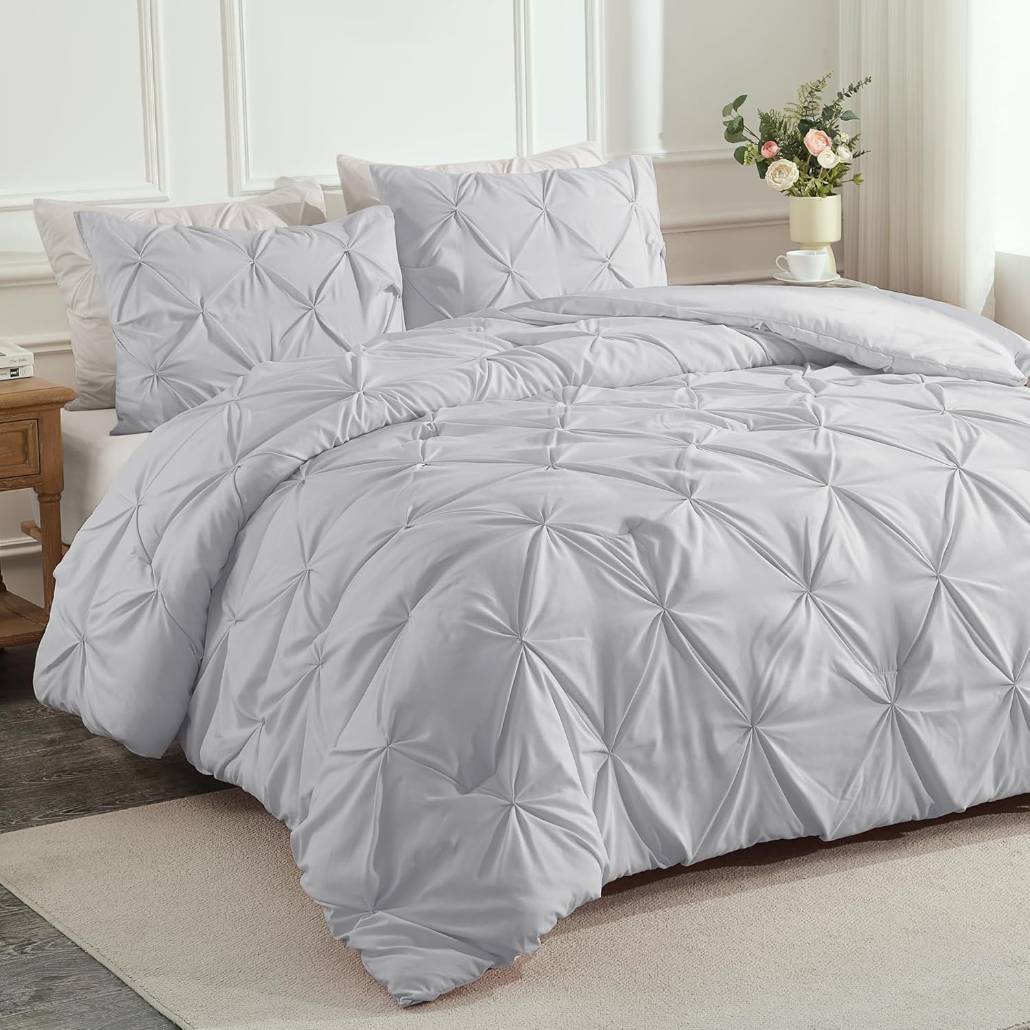 Andency California King Comforter Set Light Grey for Cozy Sleep