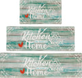 Green Kitchen Runner Rugs Set of 3 - Cushioned Non Slip Farmhouse Mats