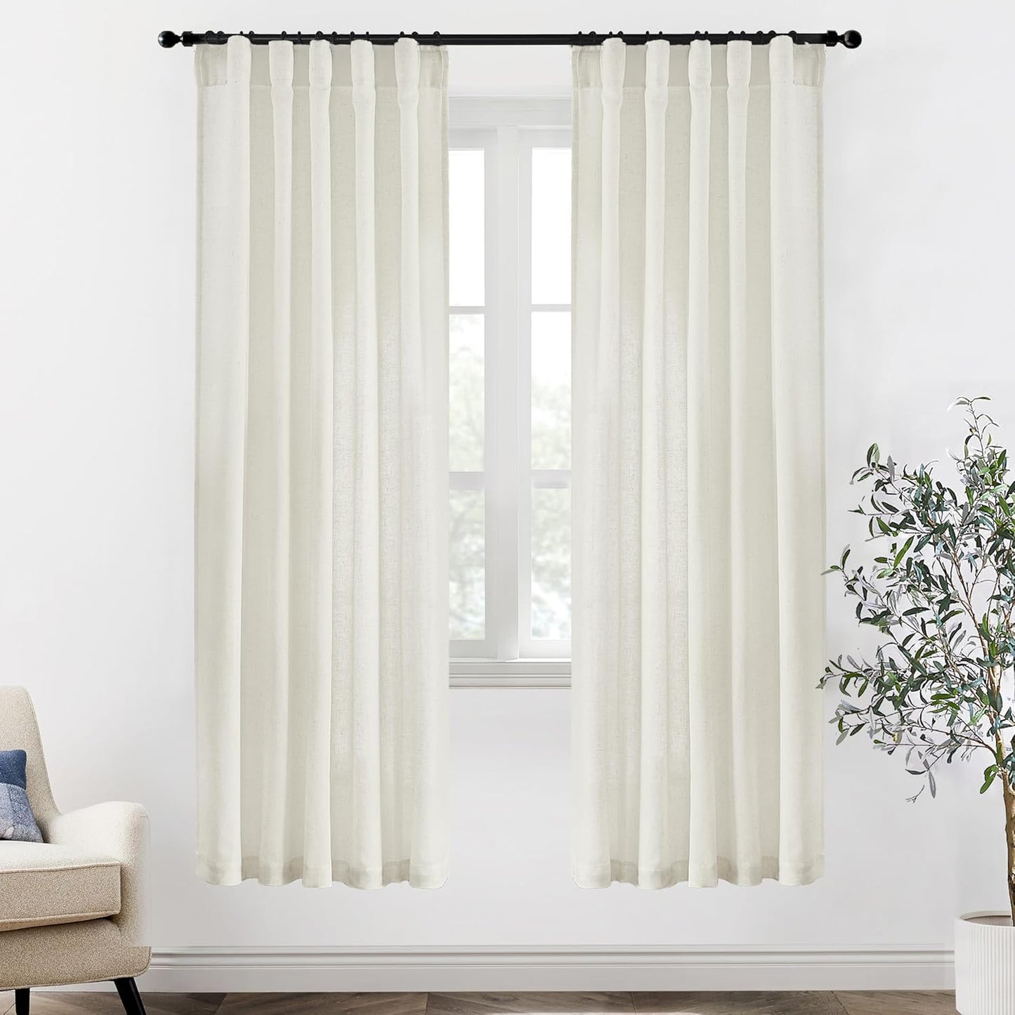 XTMYI 78 Inch Long Linen Sheer Curtains for Modern Living Spaces