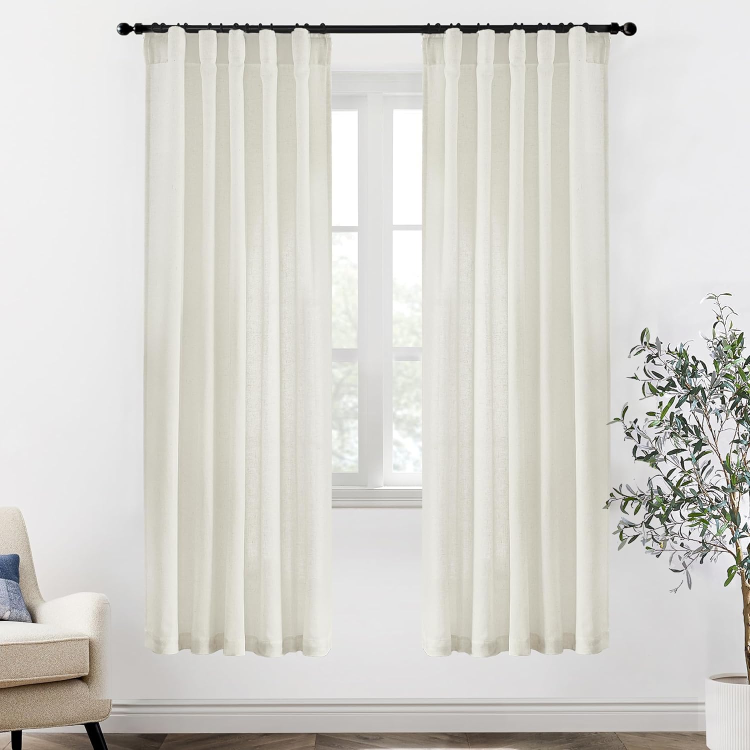 XTMYI 78 Inch Long Linen Sheer Curtains for Modern Living Spaces