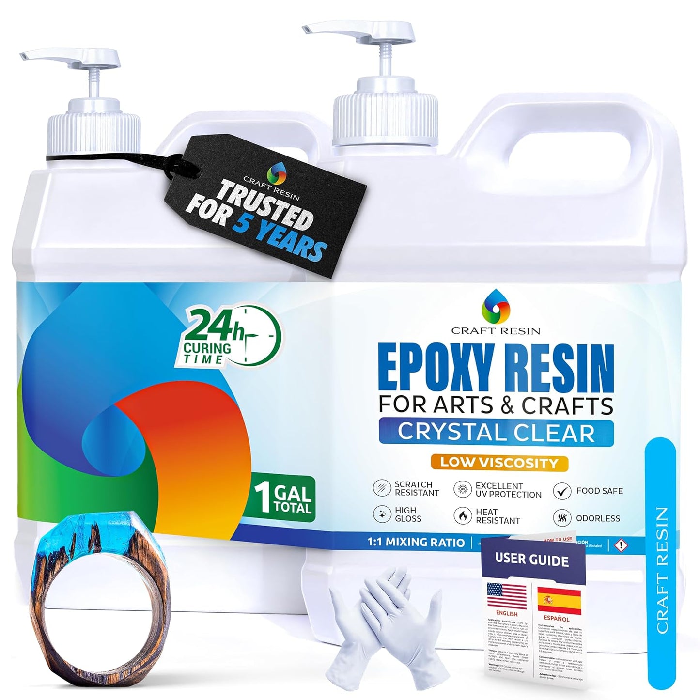 Craft Resin 1 Gallon Crystal Clear Epoxy Resin Kit for Art