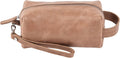 Personalized Leather Travel Toiletry Bag for Men - Tan Dopp Kit