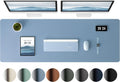 Denim Blue Leather Desk Pad Protector 38 in x 13.7 in - Large Mouse