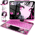 Intermerge Clear iPad A16 11th & 10th Gen Case with Keyboard - Blush