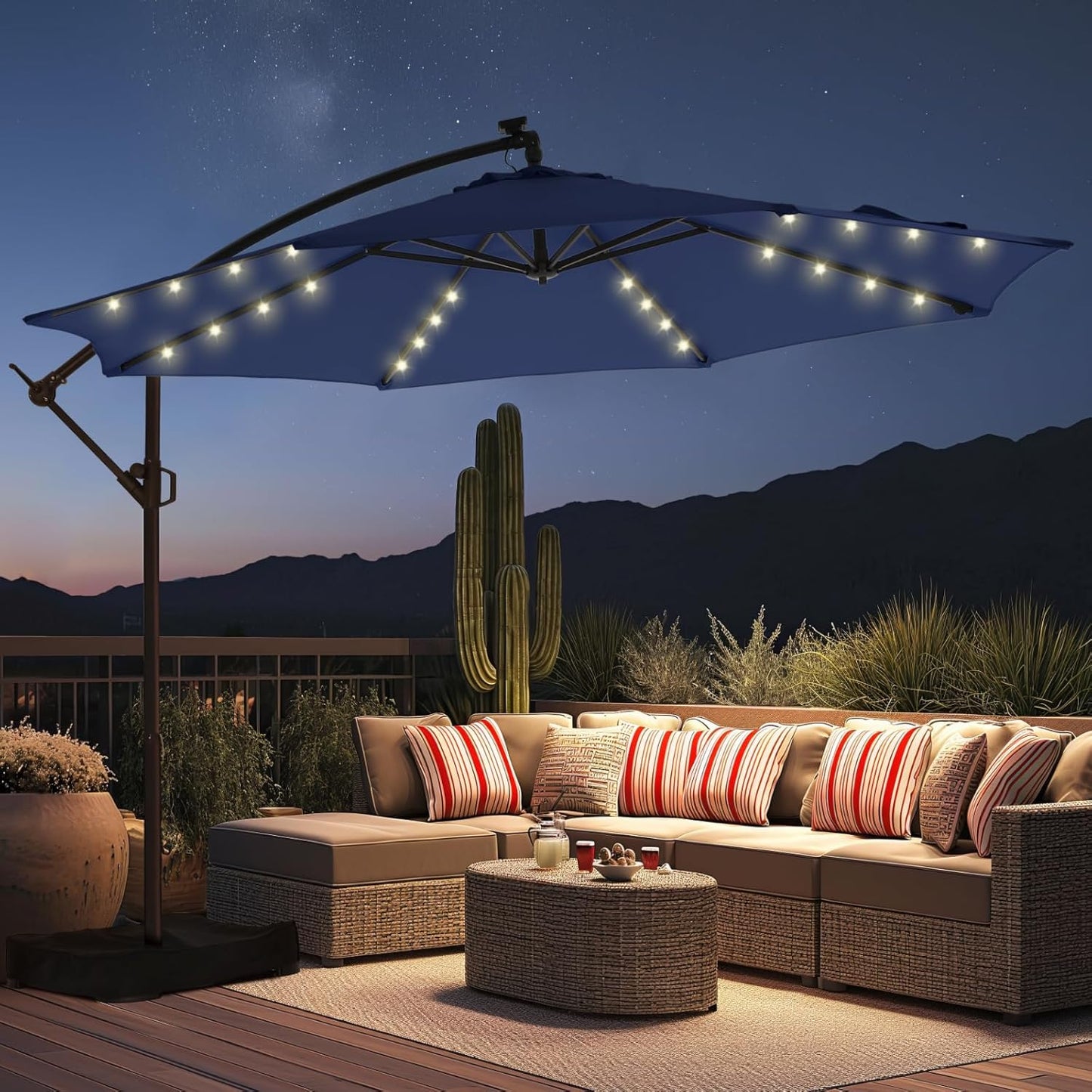 HOMSHADE 10ft Solar Lights Offset Cantilever Patio Umbrella Review