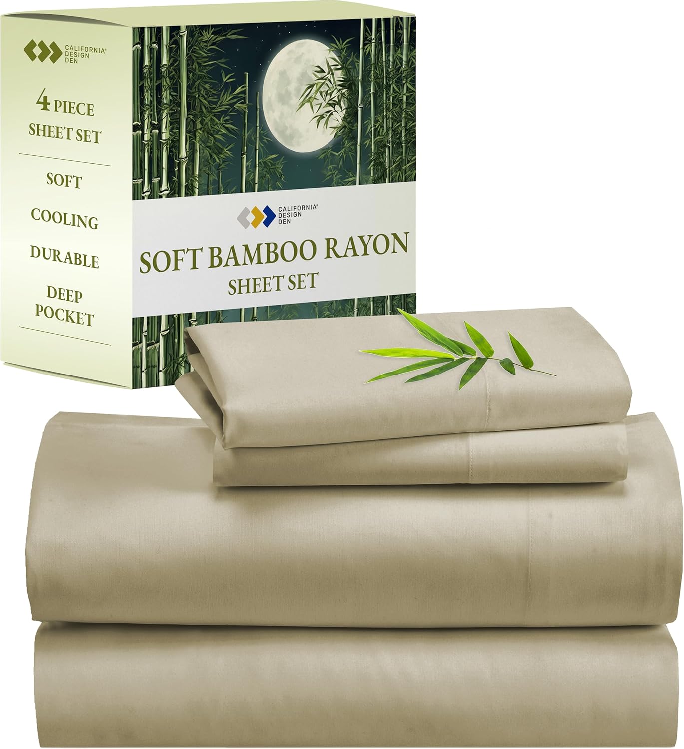 Cooling Rayon from Bamboo Queen Size Sheets Set for Comfort