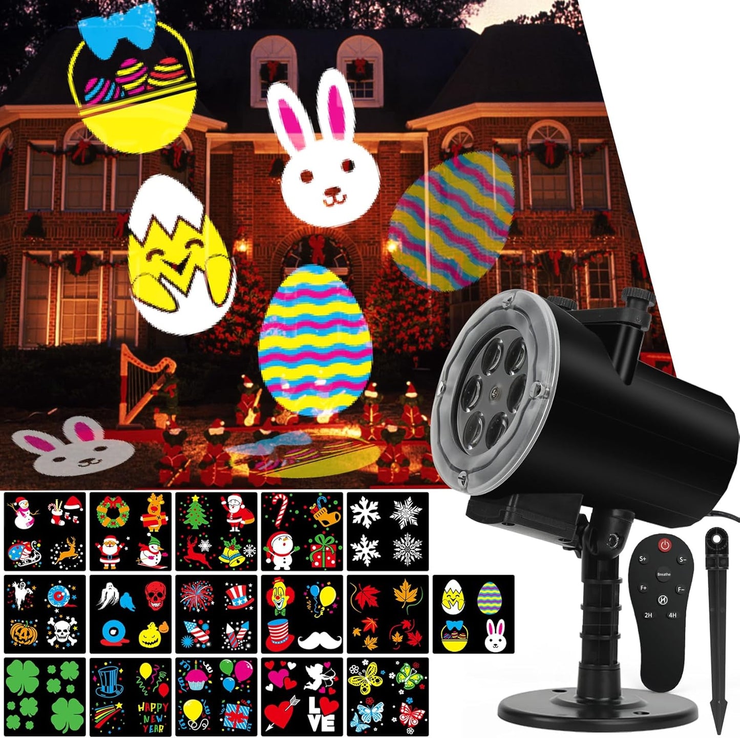 Remote Control Holiday Projector - Stunning HD Slides, Timer, Waterproof LED Lights by ARGIGU