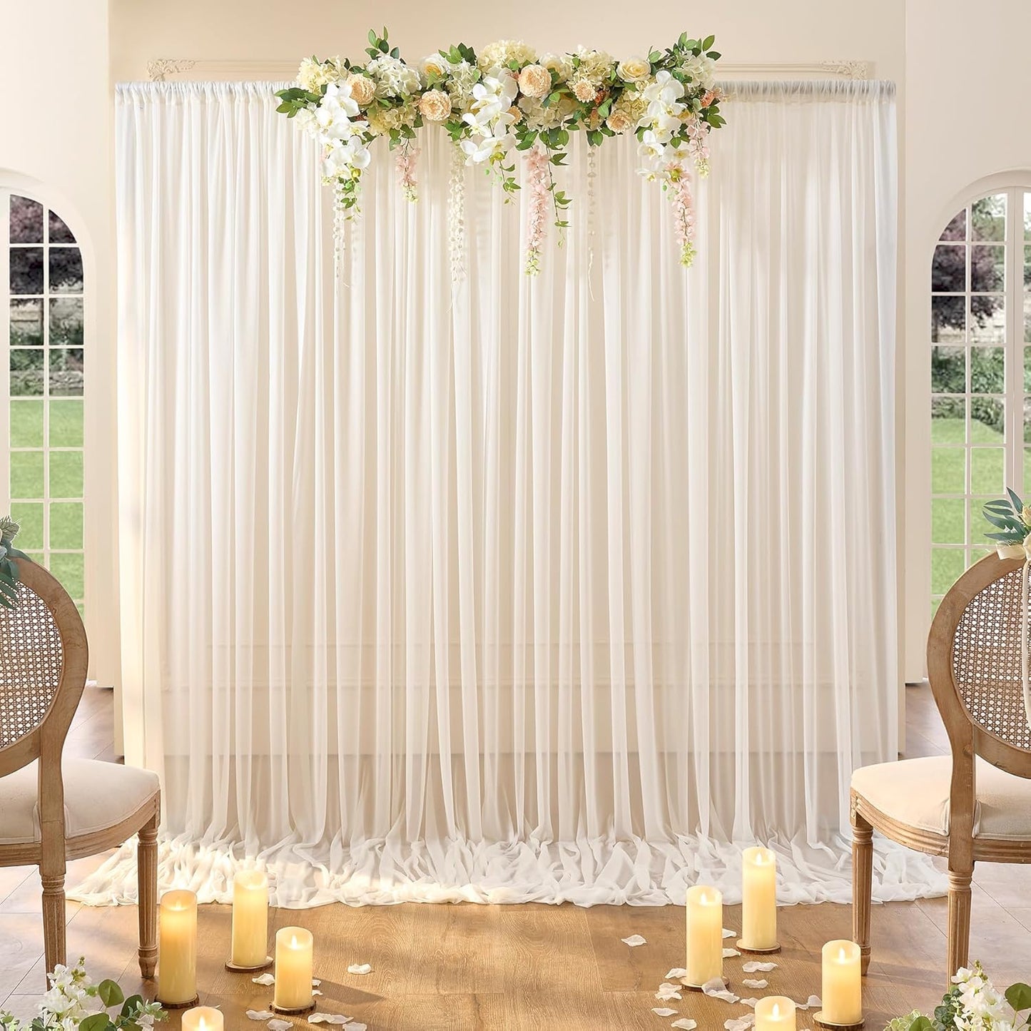 NSONBEN Ivory Chiffon Backdrop Set - Wrinkle-Free Elegance!