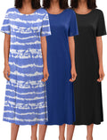 Long Nightgowns for Women 3-Pack - Soft Full Length Short Sleeve
