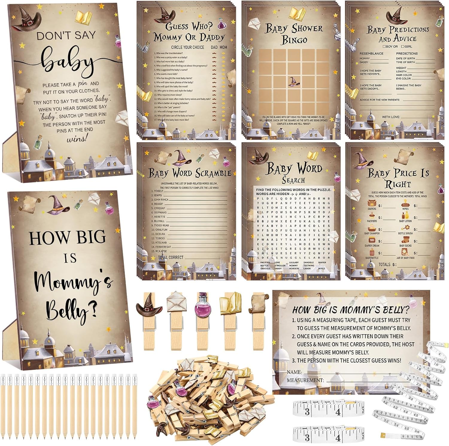 Magical Wizard Baby Shower Games Set for Fun Celebrations