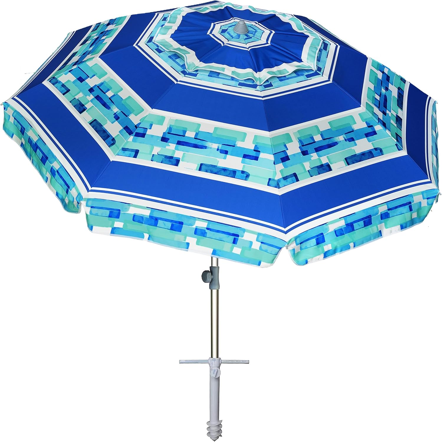 7ft Heavy Duty Windproof Beach Umbrella with Adjustable Height