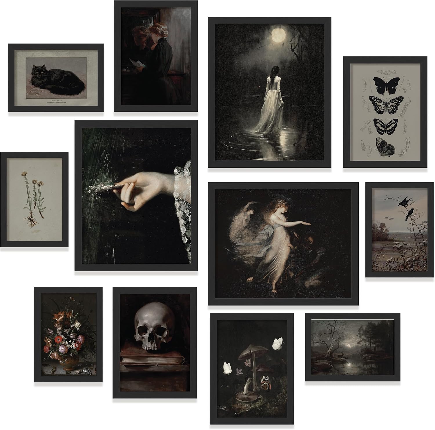 Gothic Wall Art Framed - Dark Academia Decor for Bedroom