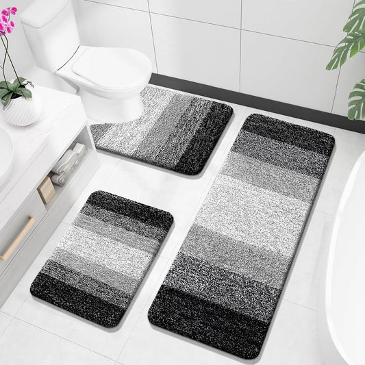 OLANLY Bathroom Rugs Sets 3 Piece for Soft Absorbent Comfort