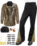 6 Pcs Mens 70s Disco Outfits for Retro Halloween Fun