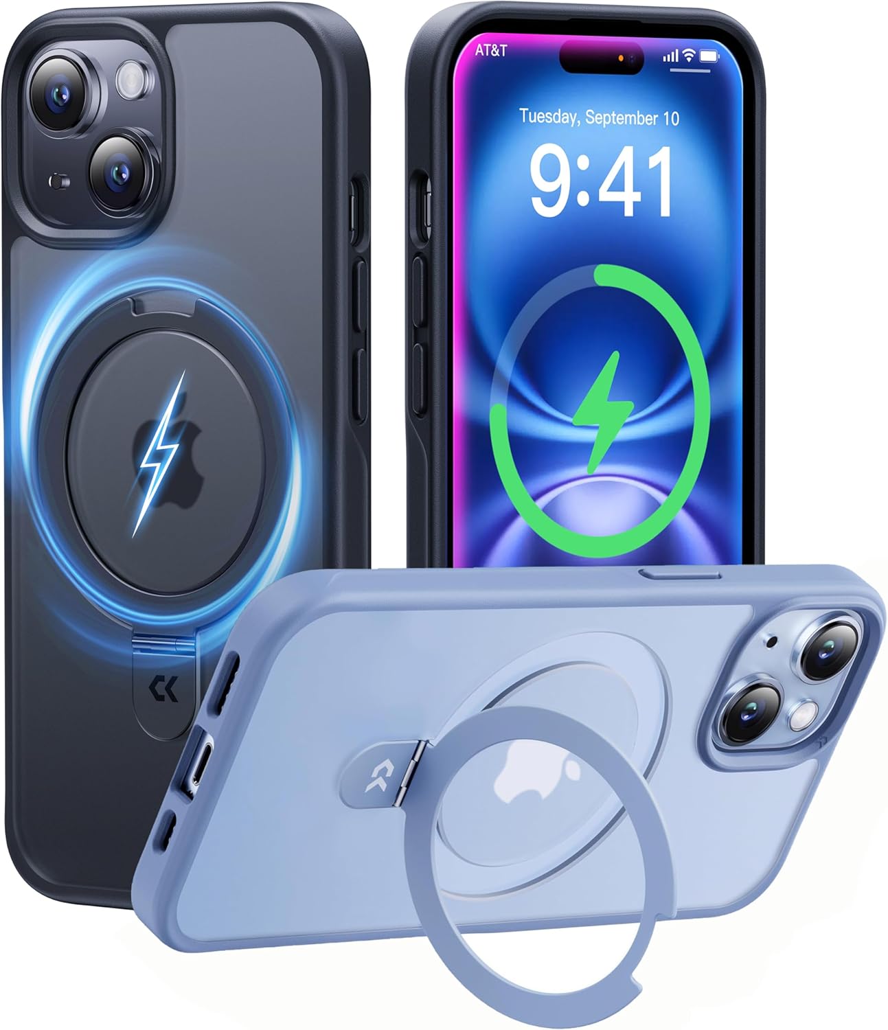 CASEKOO iPhone 15 Case with Magnetic Invisible Stand and Protection