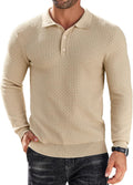 Men's Knit Polo Shirt Long Sleeve Sweater Polo - Lightweight Casual is