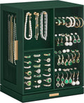 SONGMICS Jewelry Box 360 Rotating Vertical Organizer - Forest Green