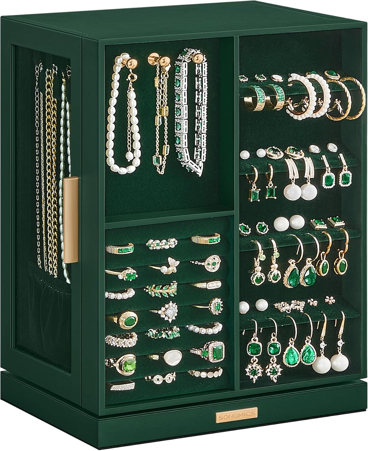 360 Rotating Jewelry Box with 5 Drawers for Elegant Storage
