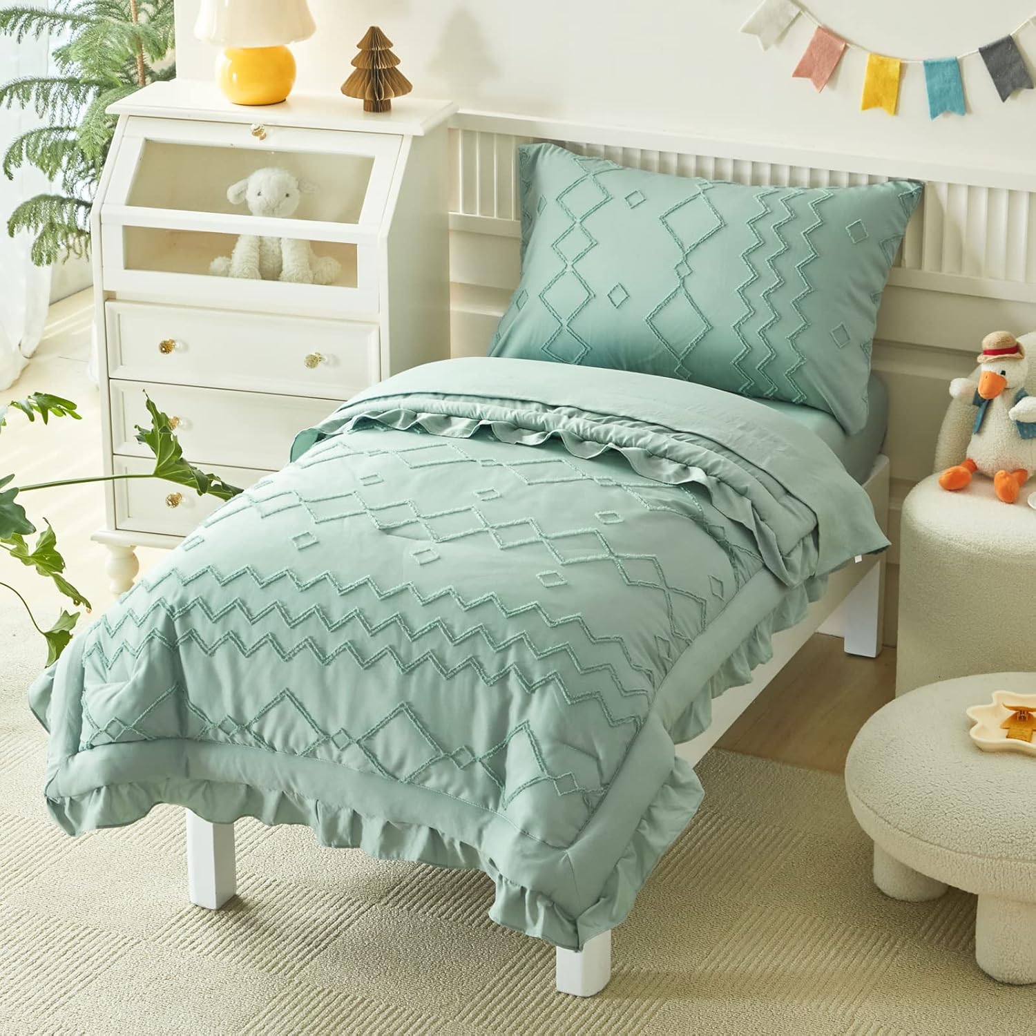 AIKASY Toddler Bedding Set 4 Pieces Super Soft Comforter Set