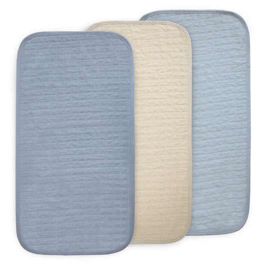 mushie Organic Waterproof Changing Pad Liners | Set of 3 - Blue Combo