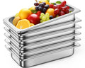 6 Pack Hotel Pans 1/3 Size 2.5 in Deep Stainless Steel - Durable Food