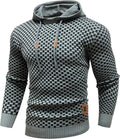 Mens Hooded Sweatshirt Slim Fit Knitted Pullover - Checkerboard