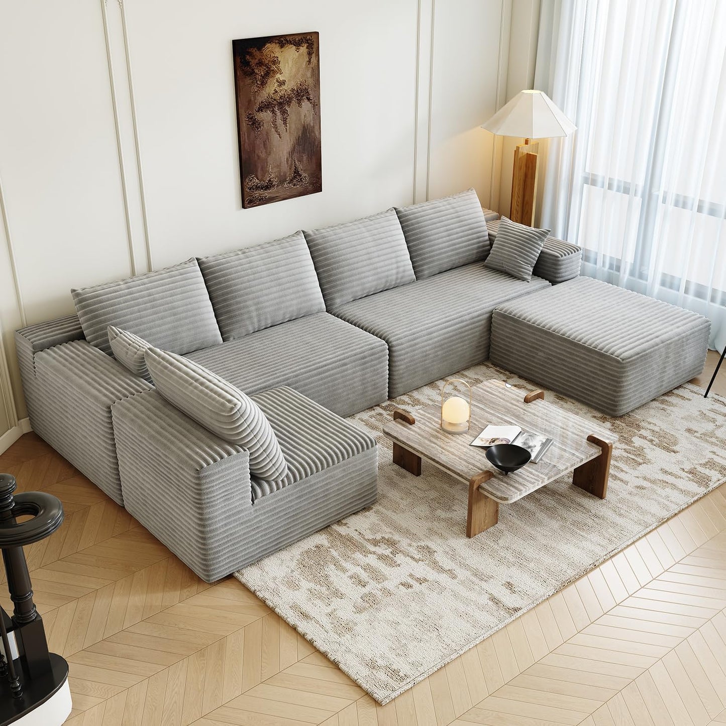 Modular Sectional Sofa with Ottoman - U-Shaped Comfort