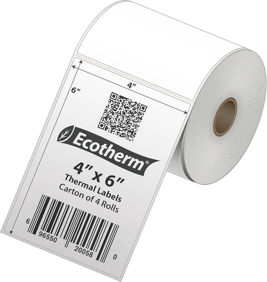 1100 Blank White 4x6 Thermal Labels: Fits Various Printer Brands | Eco-Friendly