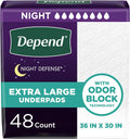 Depend Underpads XL Disposable Bed Pads 36 in x 30 in - Overnight
